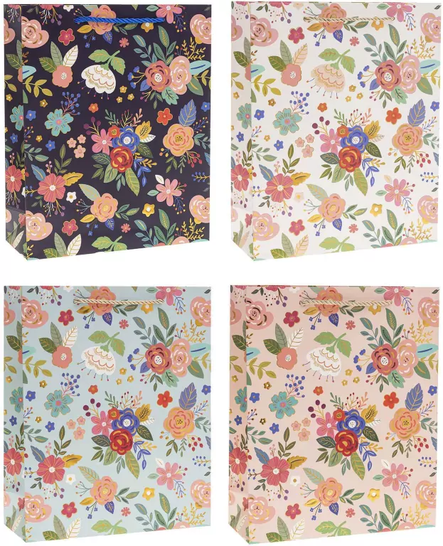 Torebka prezentowa 26x32x10cm Kwiaty MIX - tantis.pl
