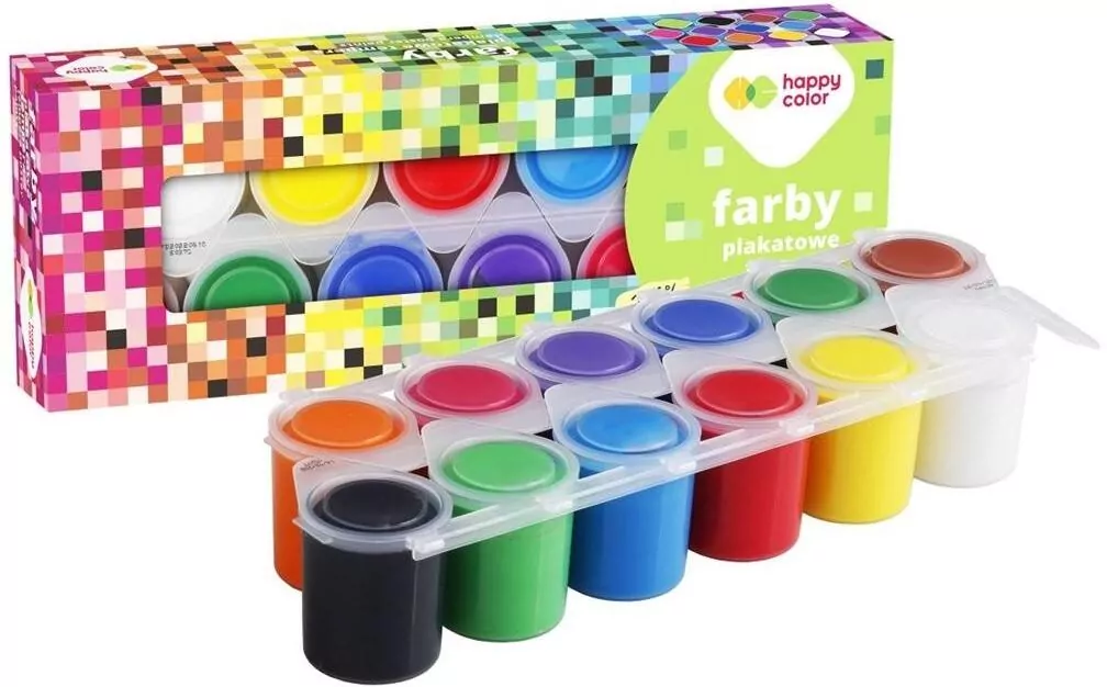 Happy Color. Farby plakatowe Tempera, 12 kolorów - tantis.pl