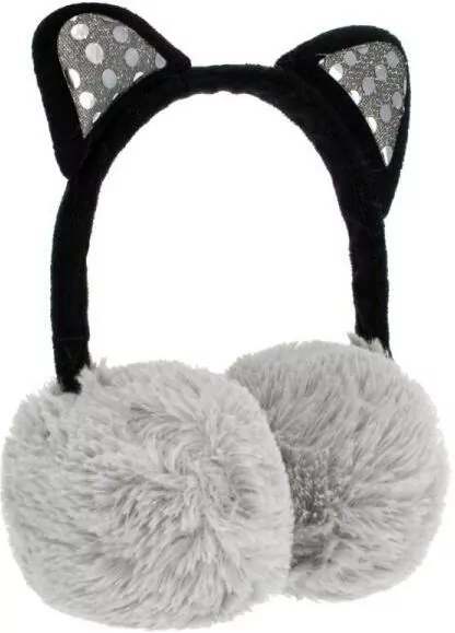 Nauszniki pluszowe szare Kot - tantis.pl