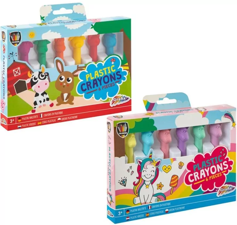 Kredki plastikowe 6 kolorów, mix - tantis.pl