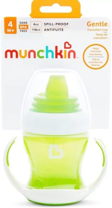 Kubek z miękkim ustnikiem i uchwytami Munchkin 118ml zielony - tantis.pl