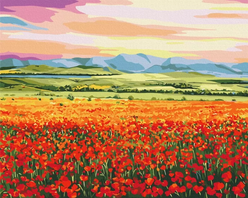 Malowanie po numerach BRUSHME 40x50 cm Zachód Słońca nad Polem Kwiatów - tantis.pl