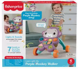 Fisher-Price Fioletowa Małpka Interaktywny Chodzik - tantis.pl
