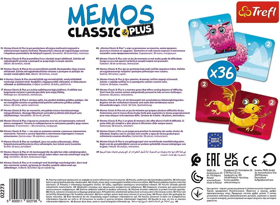 Memo Classic&Plus. Cute monsters - tantis.pl