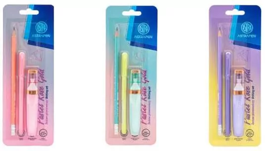Zestaw piśmienniczy pastelowy Astrapen Rose Gold 3 elementy - tantis.pl