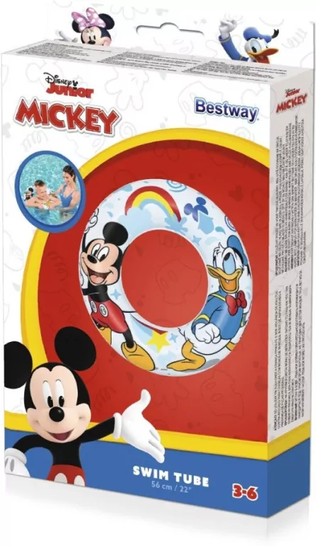 Pompowane koło do pływania. Myszka Mickey 56cm - tantis.pl