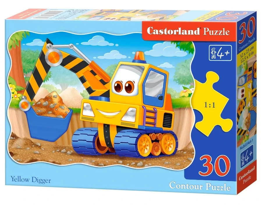 Puzzle 30. Żółta koparka. Yellow Digger - tantis.pl
