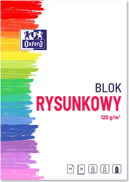 Blok rysunkowy Oxford A4 20k 120g biały - tantis.pl