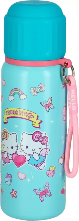 Bidon 500ml metalowy termos Hello Kitty Light Blue Pink - tantis.pl