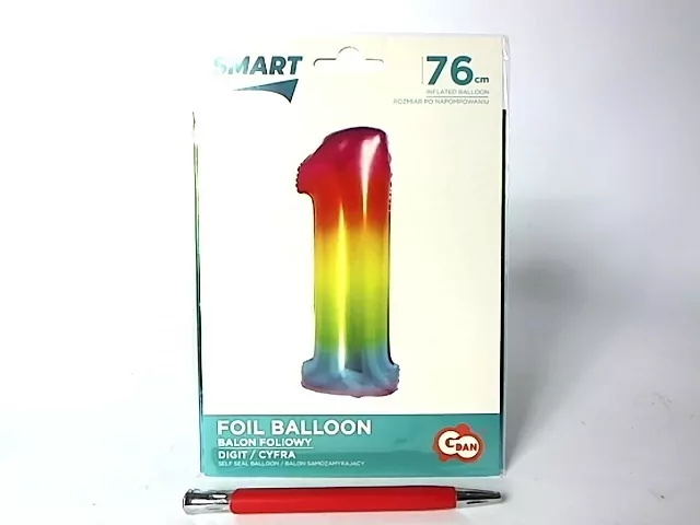 Balon foliowy. Smart. Cyfra 1. Tęczowa. 76 cm - tantis.pl