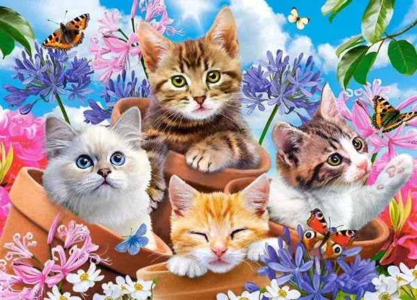 Puzzle 120 Kittens with Flowers CASTORLAND - tantis.pl