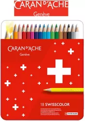 Kredki ołówkowe CARAN DACHE Swisscolor 18 kolorów metalowe pudełko
