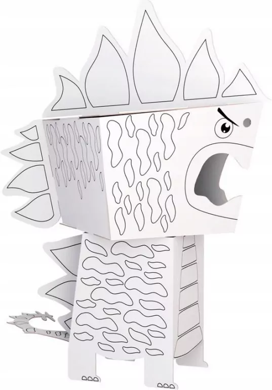 Cube head. Dino. Stegozaur. Złóż i pokoloruj - tantis.pl