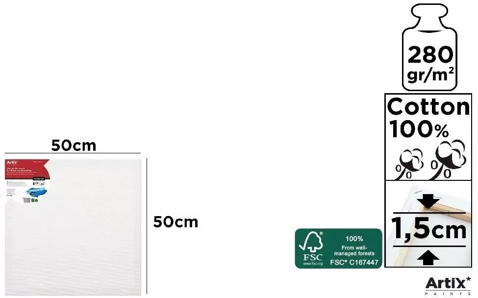 Podobrazie 50x50x1,5cm 280G/m2 - tantis.pl