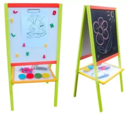 Tablica z kubkami na farbę i klipsami kolorowa