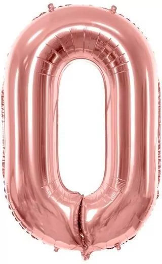 Balon foliowy cyfra 0 86cm różowe złoto - tantis.pl