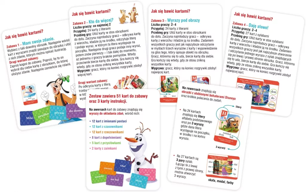 Disney Uczy. Tworzę zdania i czytam. Karty - tantis.pl