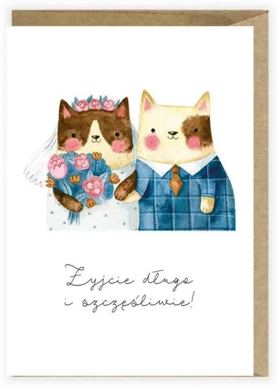 Kartka ślubna. Koty - tantis.pl