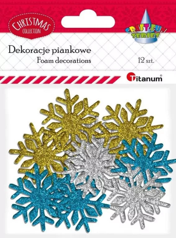 Piankowe śnieżynki brokatowe. Mix - tantis.pl