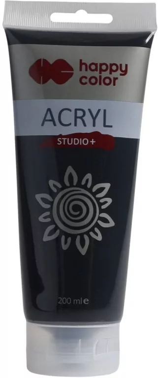 Farba akrylowa Studio 200 ml czarny lampowy Happy Color - tantis.pl
