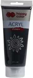 Farba akrylowa Studio 200 ml czarny lampowy Happy Color