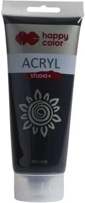 Farba akrylowa Studio 200 ml czarny lampowy Happy Color