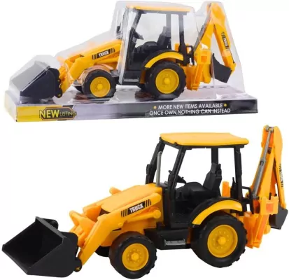 Koparka z dwiema łyżkami żółta