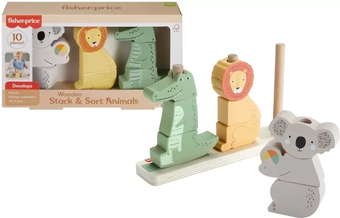 Fisher-Price. Drewniane zwierzątka Układaj i sortuj - tantis.pl