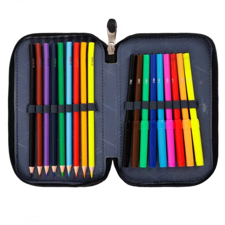 Piórnik 2-komorowy z wyposażeniem z kotkiem PC4 Black Cats - tantis.pl