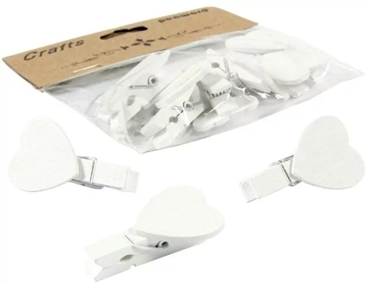 Klamerki drewniane z sercem, 10 sztuk - tantis.pl