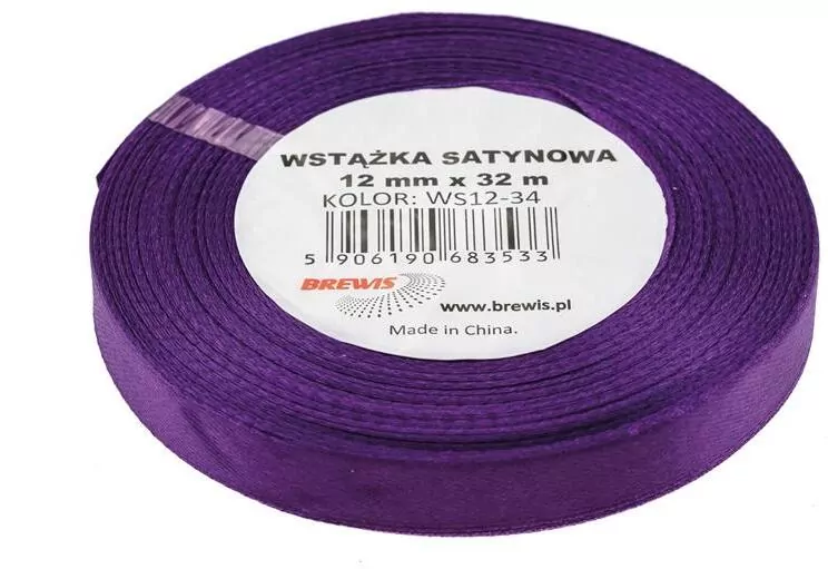 Wstążka satynowa. Fioletowa, 12mmx32m - tantis.pl