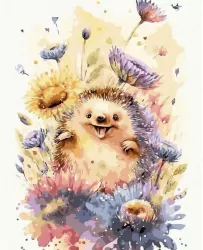 Malowanie po numerach. Akwarelowy jeż 40x50 cm