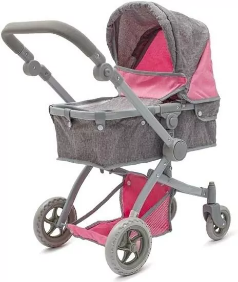 Wózek dla lalek 2w1 Sophie pink-grey - tantis.pl