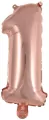 Balon foliowy mini cyfra 1 różowe złoto 19,5x40cm - tantis.pl