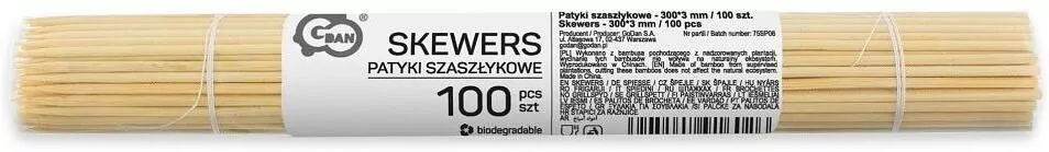 Patyki szaszłykowe 300x3 mm 100szt - tantis.pl