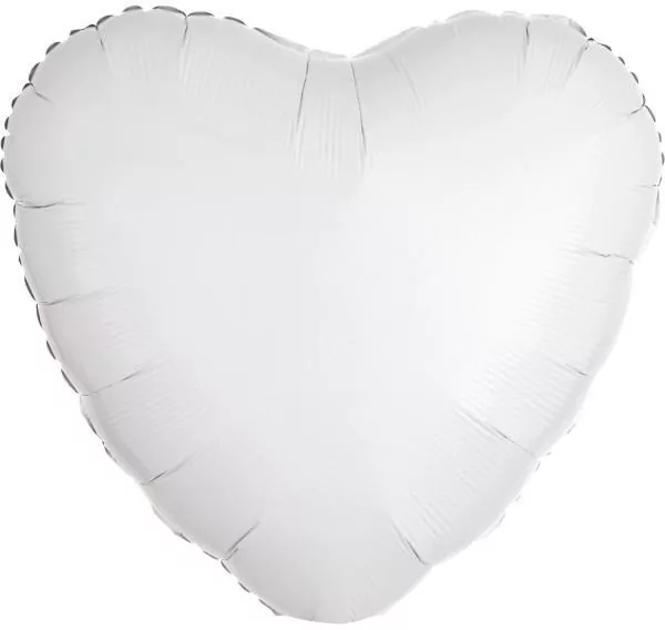 Balon foliowy metalik biały serce 43cm - tantis.pl