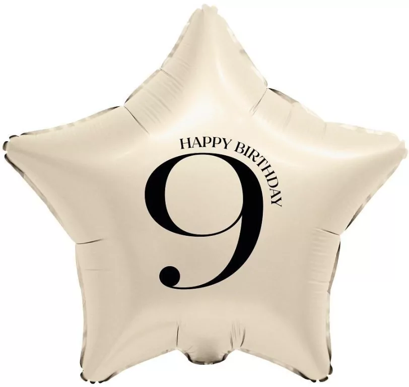 Balon foliowy Gwiazda kremowa cyfra 9 44cm - tantis.pl