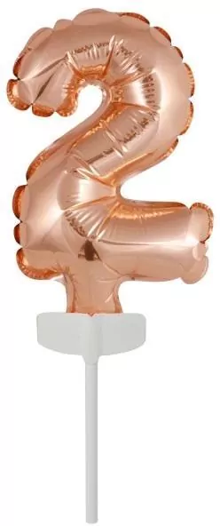 Balon foliowy mini cyfra 2 różowe złoto 8x12cm - tantis.pl