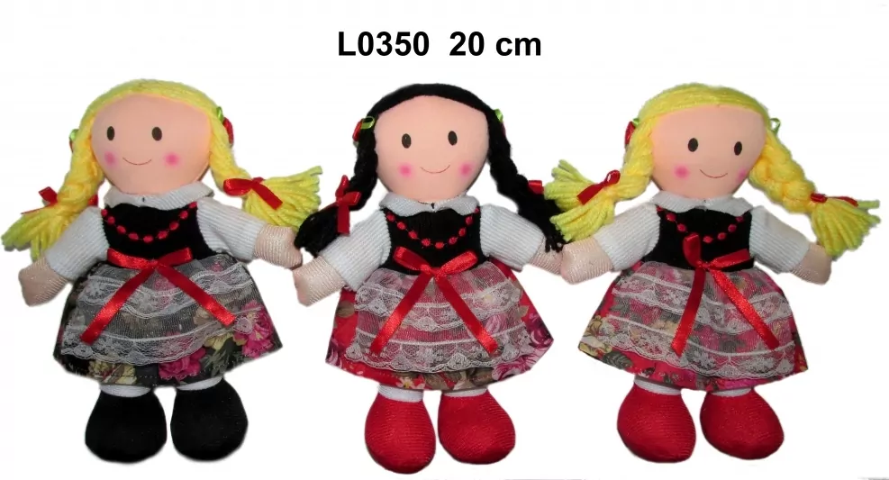 Lalka szmacianka 20cm 3 wzory 159410 - tantis.pl