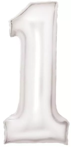 Balon foliowy cyfra 1 satynowa biała 86cm - tantis.pl