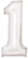 Balon foliowy cyfra 1 satynowa biała 86cm - tantis.pl