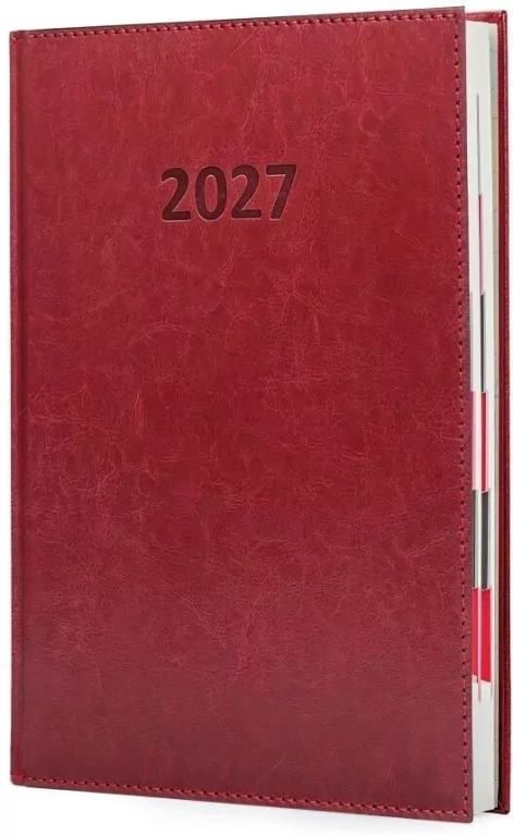 Kalendarz 2027 A4 Agenda Dzienny Bordowy - tantis.pl
