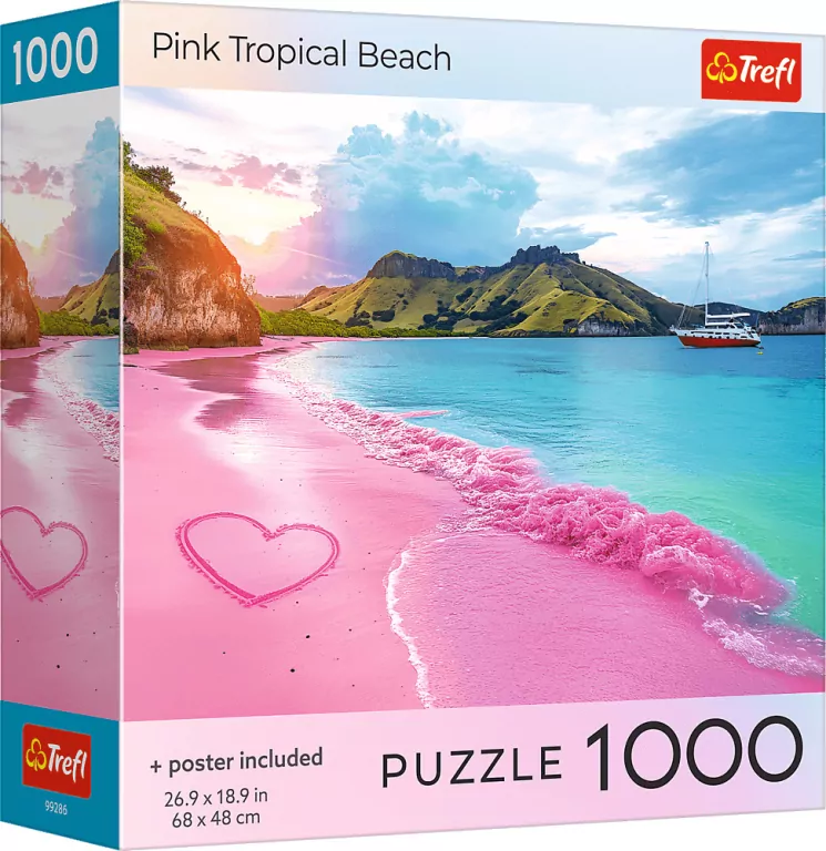 Puzzle 1000 USA Collection: Pink Beach TREFL - tantis.pl