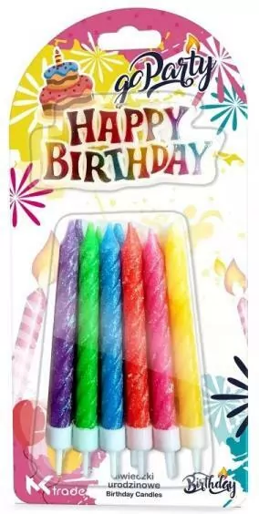 Świeczki urodzinowe neonowe spiralne 8cm - tantis.pl