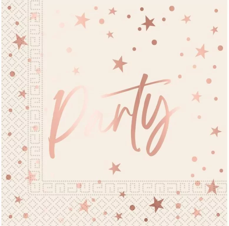 Serwetki papierowe Rose Gold Party 33x33cm - tantis.pl