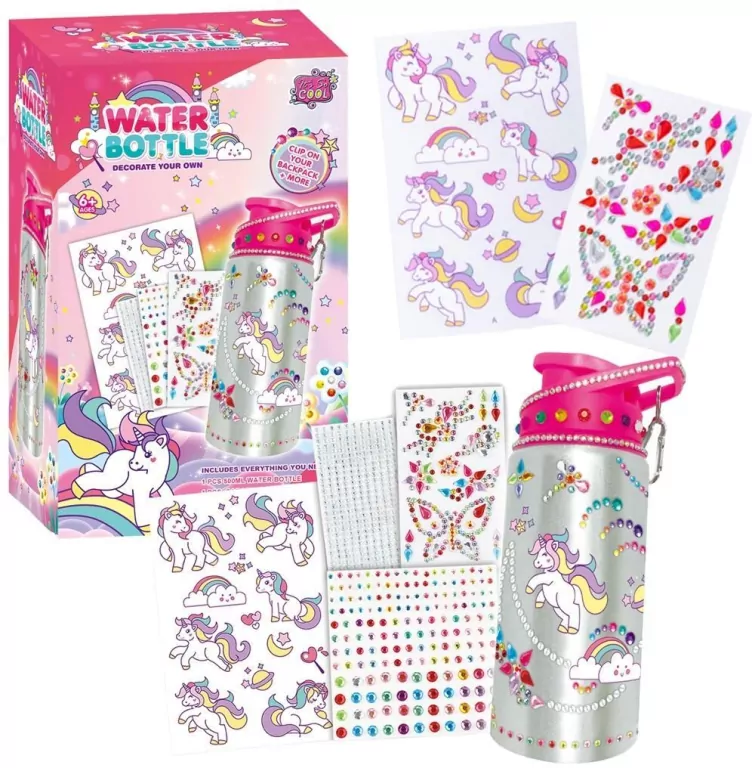 Zestaw kreatywny butelka na wodę jednorożec - tantis.pl