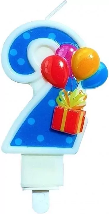 Świeczka urodzinowa 2 z balonami - tantis.pl