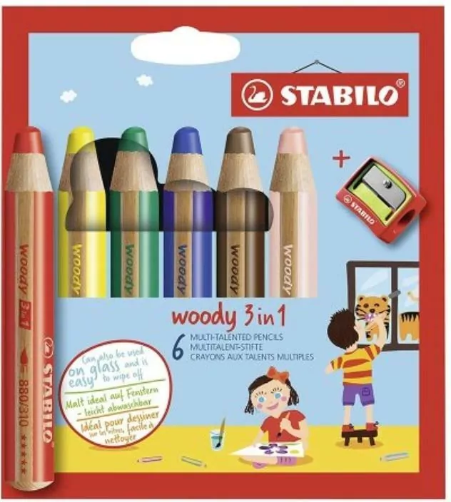 Kredki Woody 3w1 6 kol + temperówka - tantis.pl