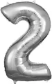 Balon foliowy cyfra 2 srebrna 57x86cm - tantis.pl