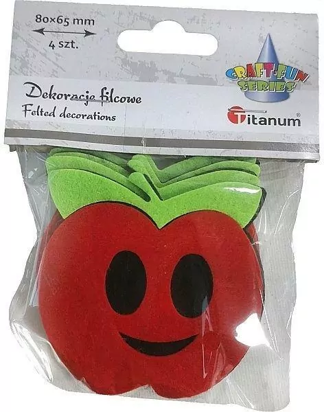 Filcowe jabłka 3D 80 x 65 mm, czerwono-zielone - tantis.pl